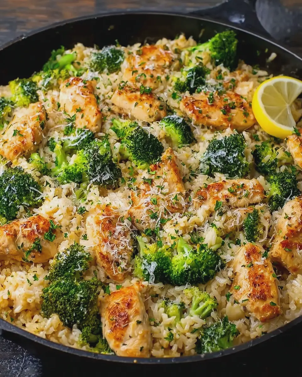 Garlic Parmesan Chicken: Easy Skillet Meal with Broccoli Rice