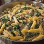Creamy Penne with Spinach and Italian Beef Sausage