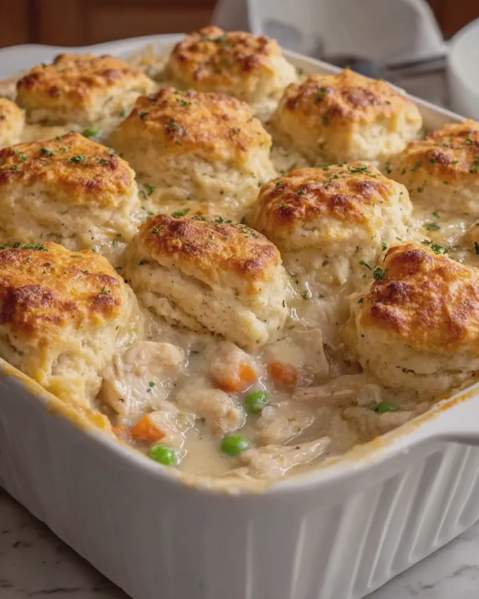 Old-Fashioned Baked Chicken and Dumplings Casserole Delight
