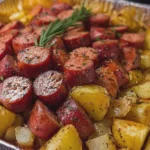 Oven Roasted Smoked Beef Sausage and Potatoes