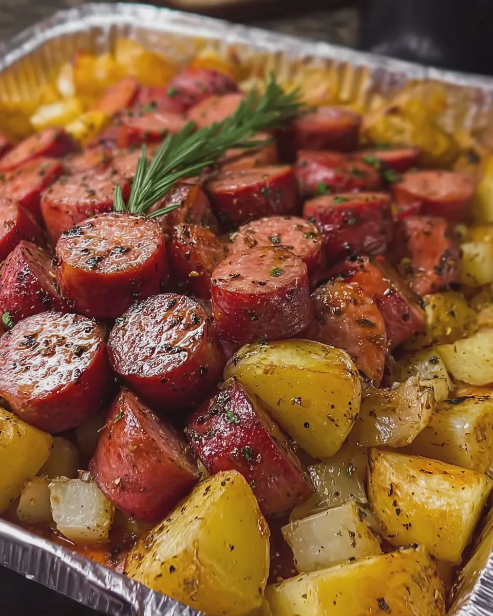 Oven Roasted Smoked Beef Sausage and Potatoes for Cozy Nights