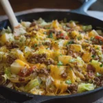Cheeseburger Cabbage and Potato Skillet