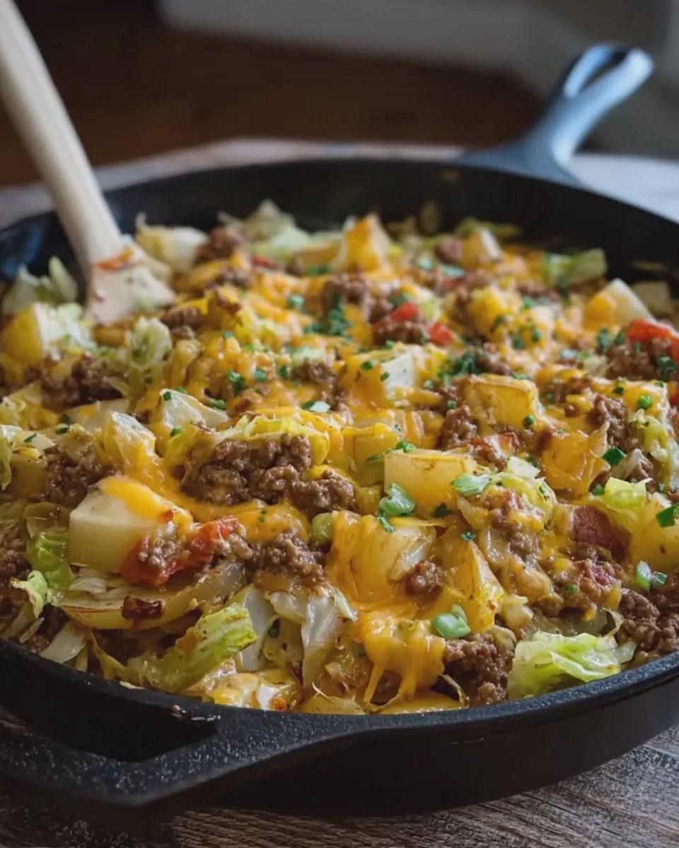 Cheeseburger Cabbage and Potato Skillet: Indulge in a Flavorful Twist