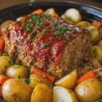 Easy Slow Cooker Meatloaf with Potatoes and Veggies