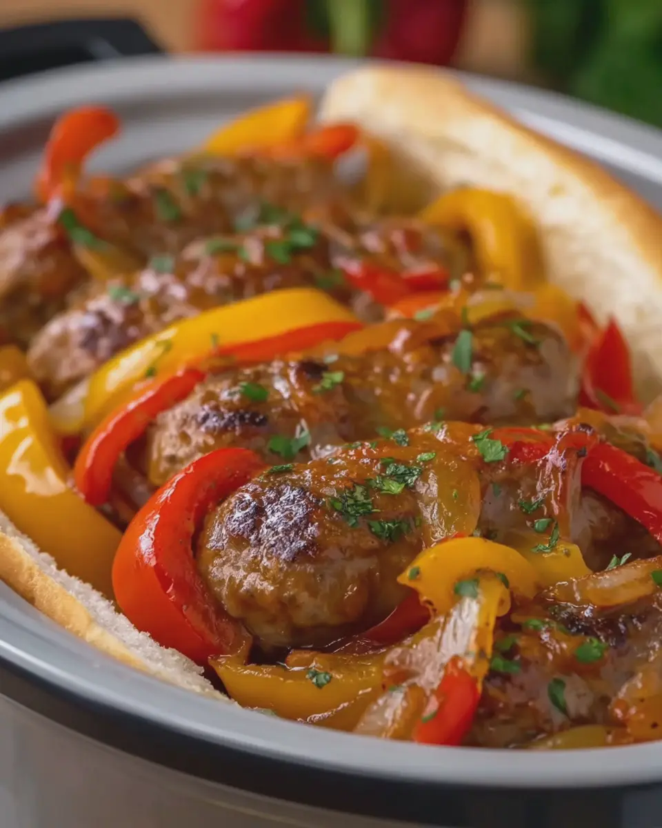 Crockpot Italian Beef Sausage: Easy Peppers and Onions Delight