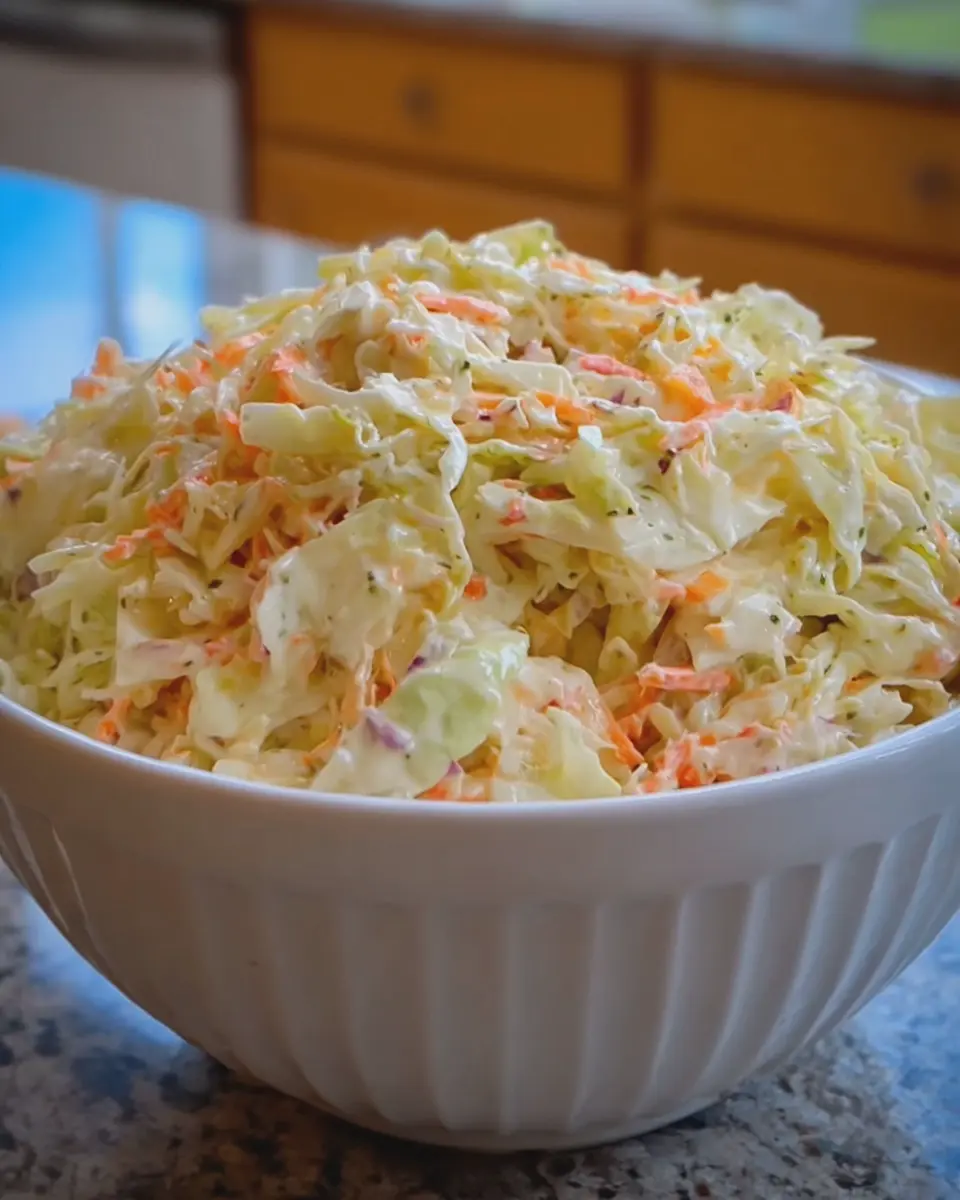 Creamy Southern-Style Coleslaw with Turkey Bacon and Chicken Ham