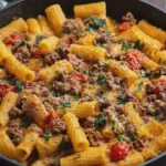 Cheddar Beef Rigatoni Skillet
