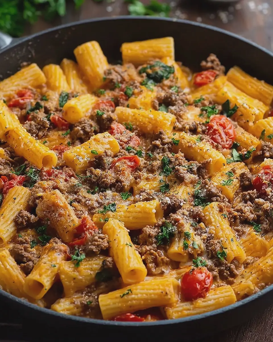 Cheddar Beef Rigatoni Skillet: Quick and Indulgent Comfort Food