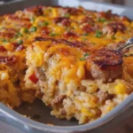 Southern Cheesy Beef Sausage, Corn, and Rice Casserole