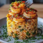Garlic Shrimp Rice Stack
