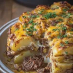 Slow Cooker Beef and Potato Au Gratin