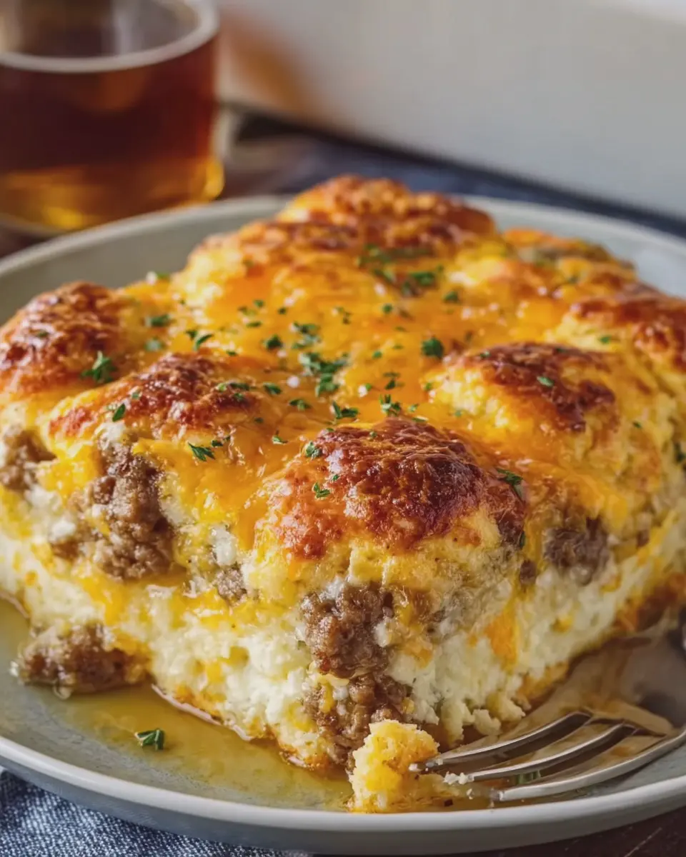 Golden Buttermilk Biscuit and Cheesy Sausage Breakfast Bake: Easy, Comforting Delight for Brunch