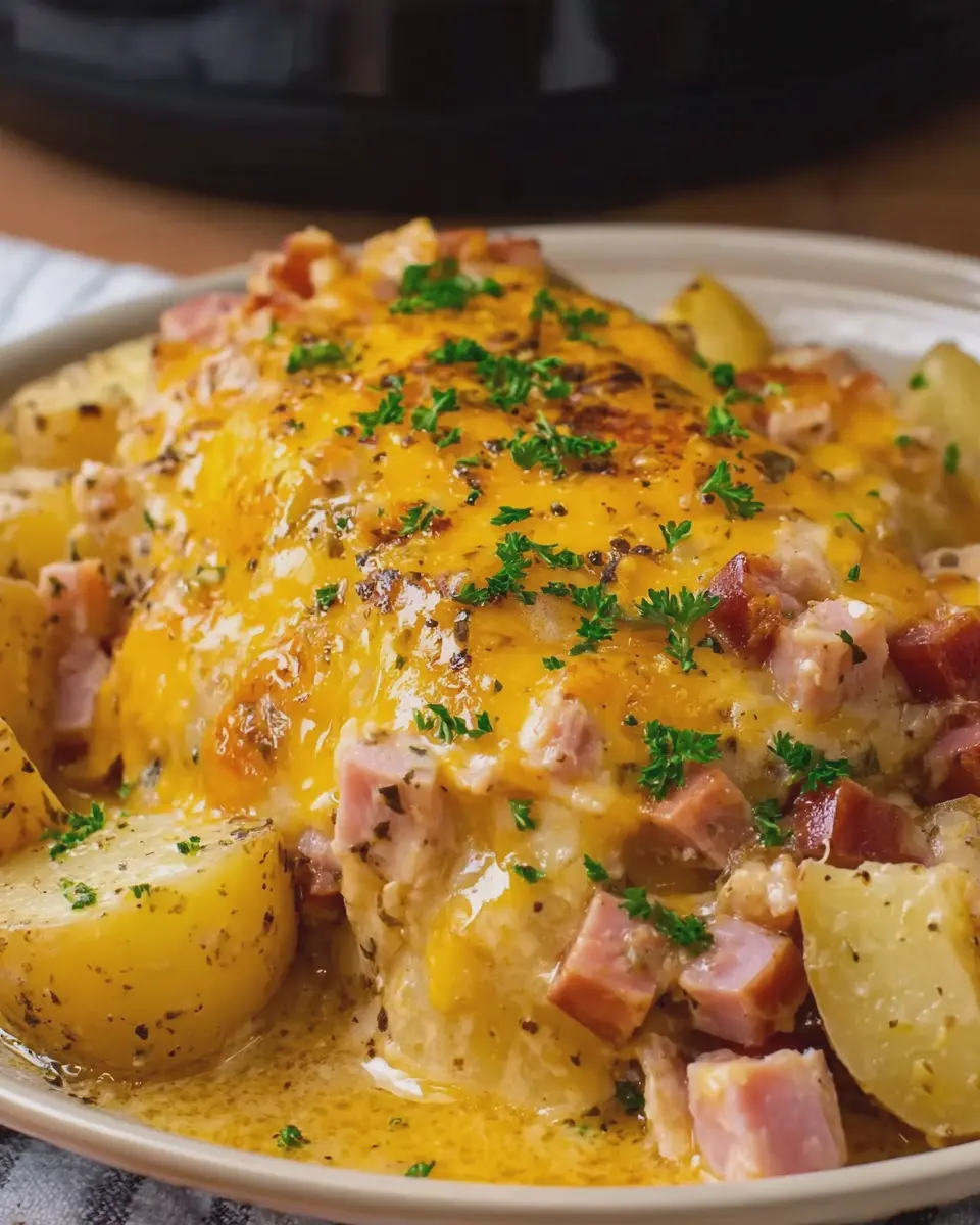 Slow Cooker Cheesy Chicken Ham and Potatoes: Easy Comfort Food Recipe