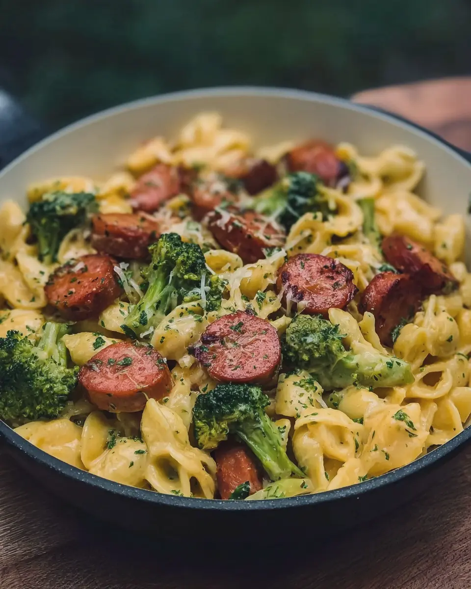 Cheesy Beef Kielbasa and Broccoli Pasta Skillet: Easy Weeknight Delight