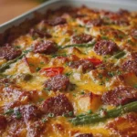 Southern Beef Sausage and Green Bean Casserole