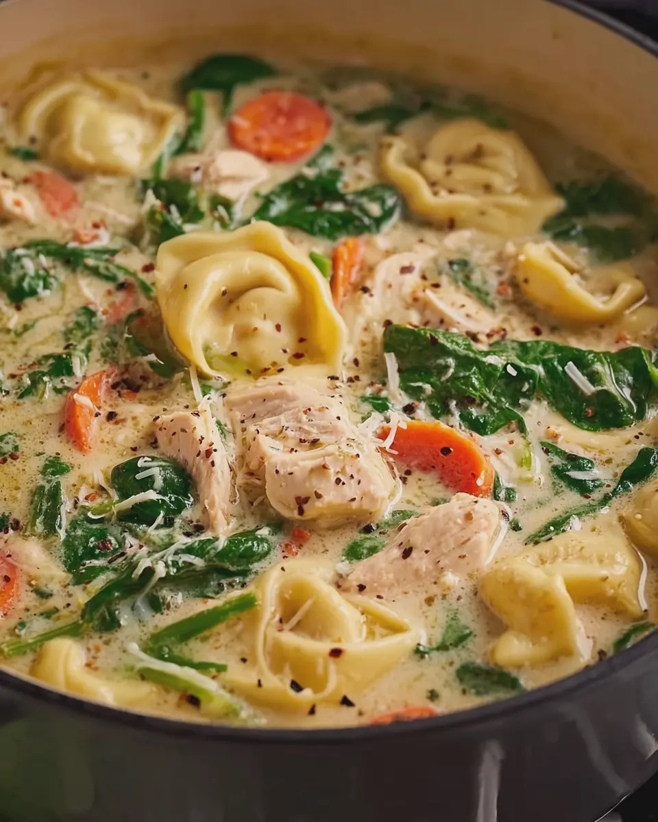 Creamy Chicken Tortellini Soup: A Cozy Spinach Delight