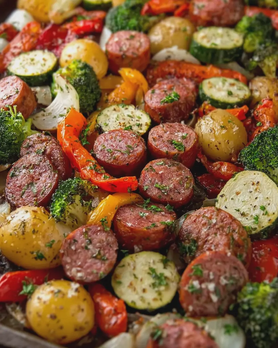 Garlic Herb Beef Kielbasa and Veggie Sheet Pan: Easy Family Dinner