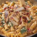 Creamy Tuscan Chicken Pasta with Turkey Bacon