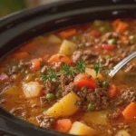 Old-Fashioned Slow Cooker Hobo Stew with Ground Beef and Vegetables