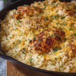 Creamy Three-Cheese Chicken and Garlic Rice Skillet