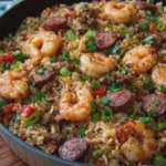 Shrimp Dirty Rice with Beef Sausage