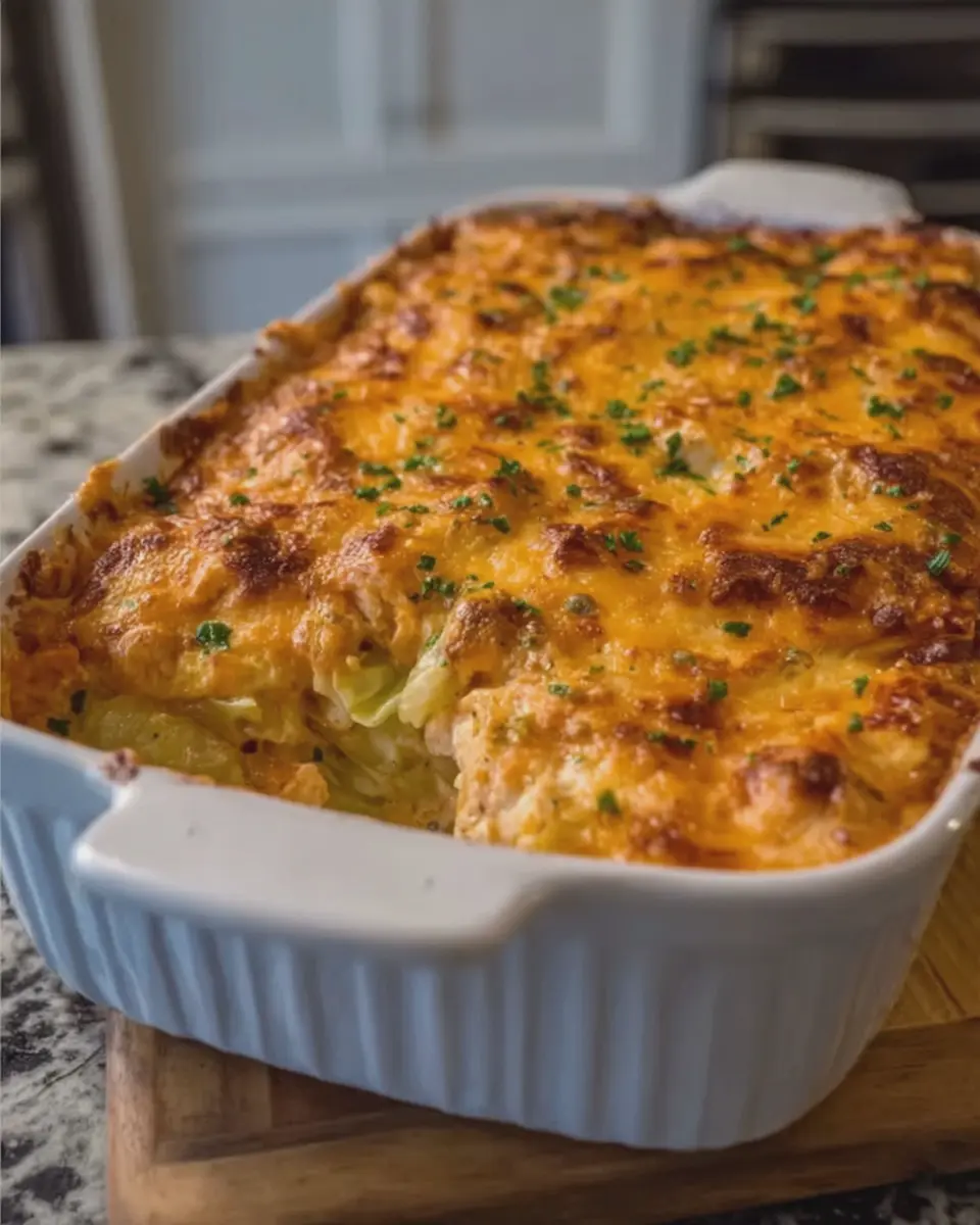 buffalo chicken cabbage bake