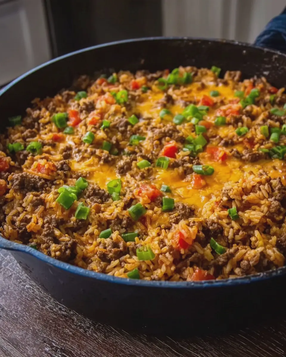One Pan Loaded Beef and Rice Skillet: Easy Comfort Food Delight