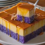 Ube Biko Flan with Creamy Custard and Caramel