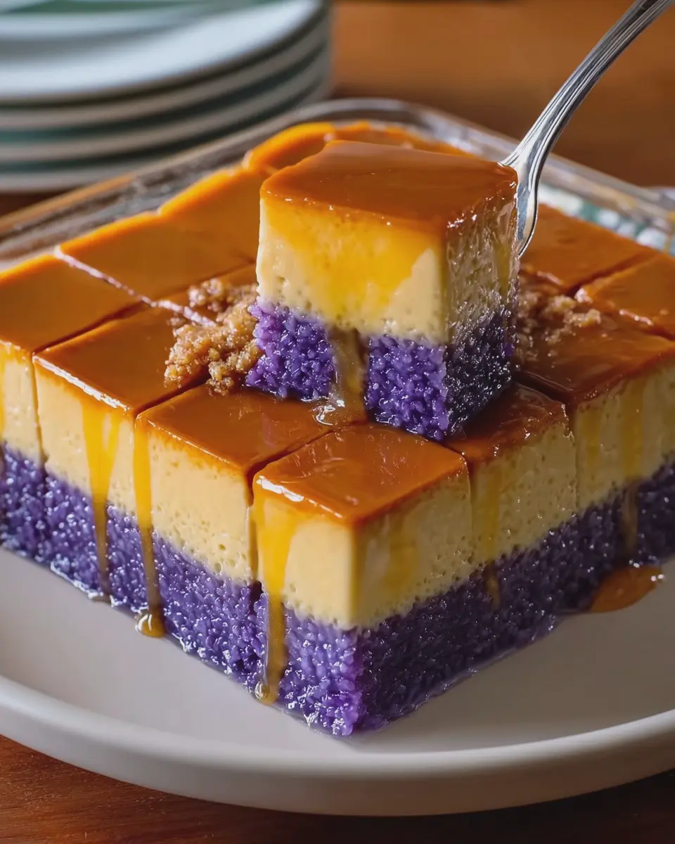 Ube Biko Flan: Indulgent Dessert with Creamy Custard &amp; Caramel