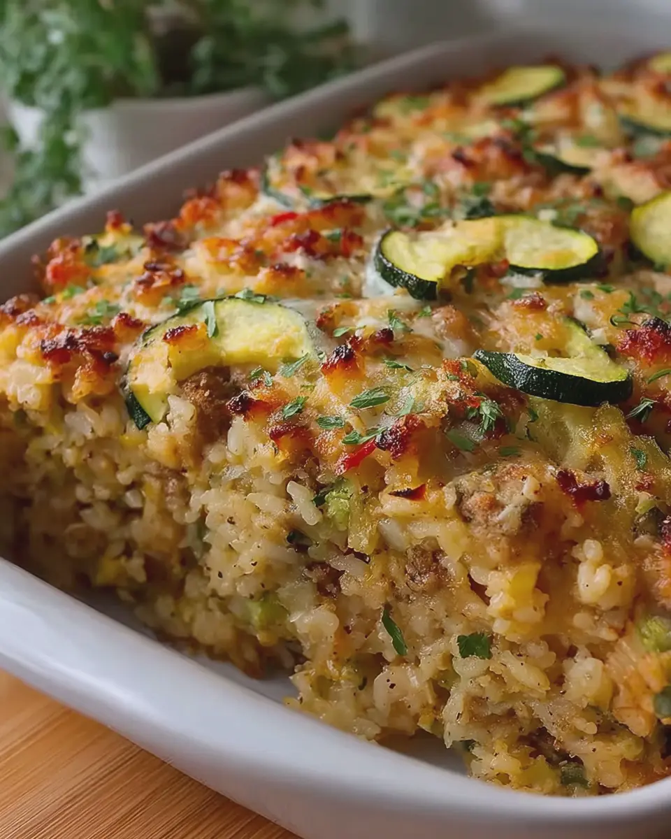 Zucchini Stuffing Rice Casserole with Turkey Bacon: A Comforting Delight