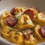Creamy Tortellini with Smoked Beef Sausage and Boursin Cheese