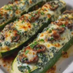 Spinach Mushroom and Ricotta Stuffed Zucchini
