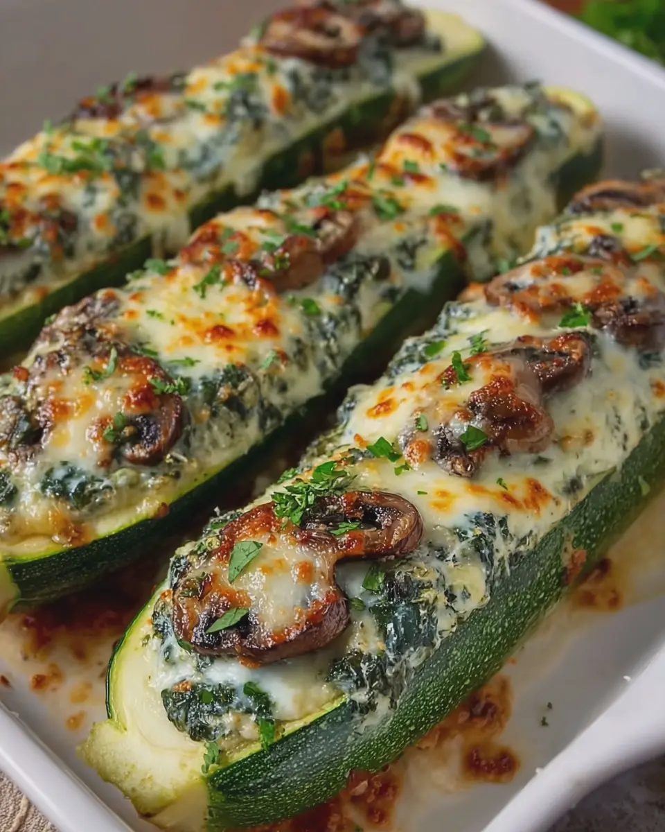 Spinach Mushroom and Ricotta Stuffed Zucchini: A Healthy Delight