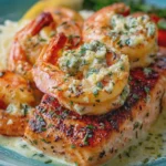 Creamy Garlic Butter Shrimp & Seared Salmon