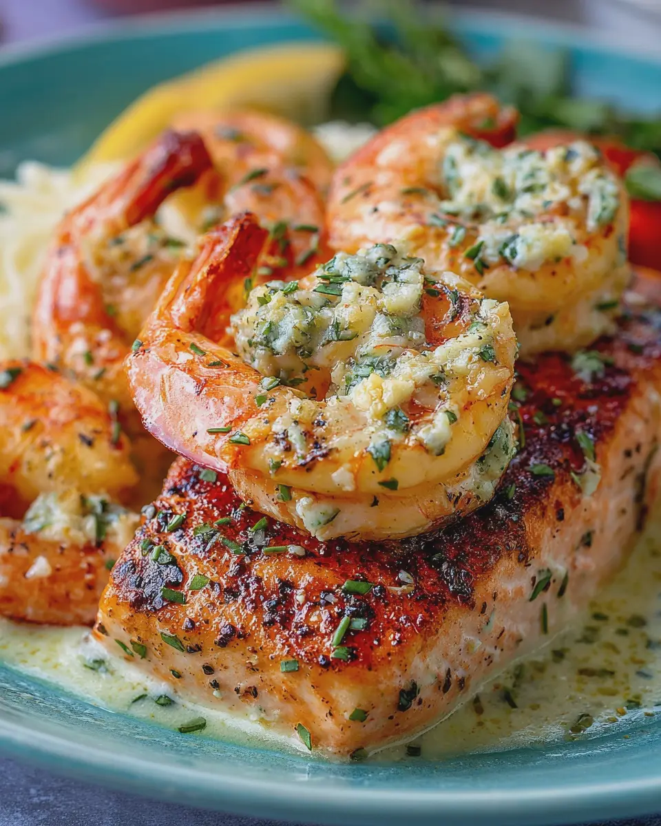 Creamy Garlic Butter Shrimp &amp; Seared Salmon: A Quick Indulgent Feast