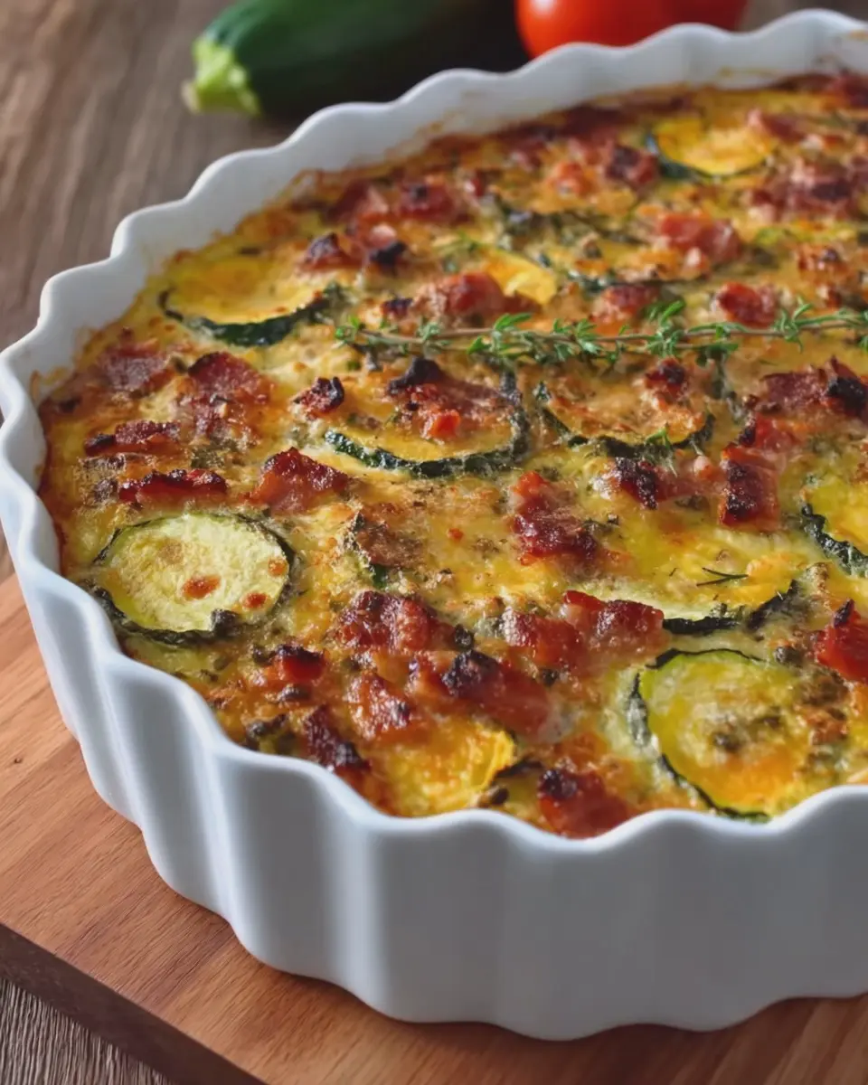 Savory Baked Zucchini Casserole with Turkey Bacon Delight
