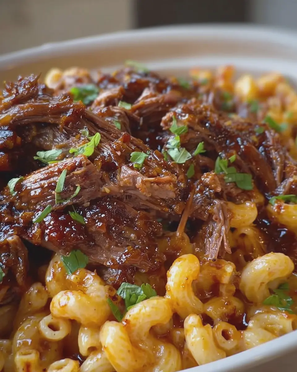 Slow Cooker Sweet and Smoky BBQ Beef Brisket Mac and Cheese Bliss