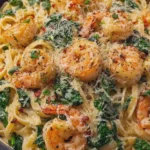 Cheesy Garlic Butter Shrimp and Spinach Pasta