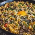 Creamy Garlic Beef and Egg Noodle Skillet