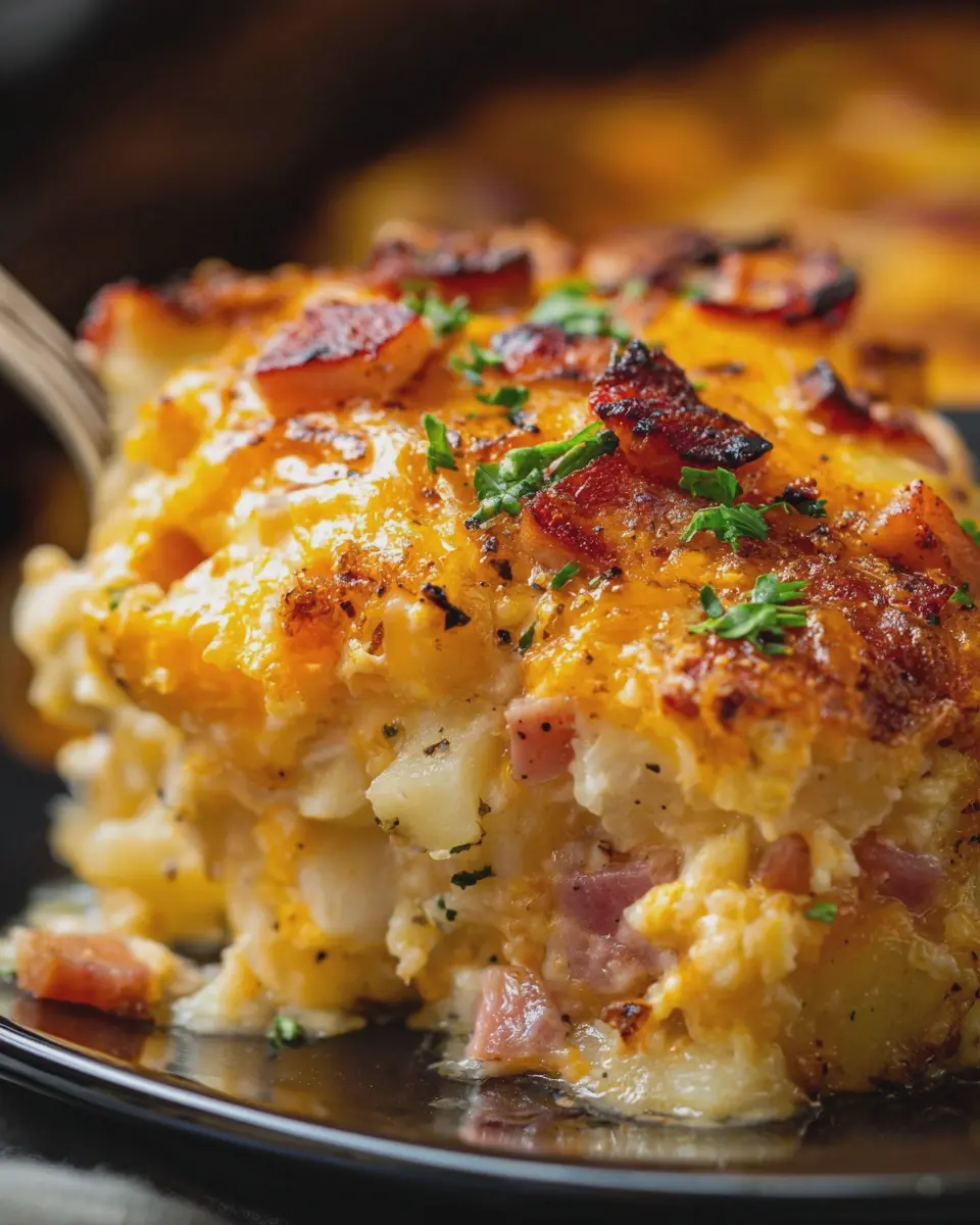 Slow Cooker Cheesy Chicken Ham and Potato Casserole Delight