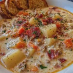 Crockpot Creamy Potato and Hamburger Soup