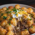 Slow Cooker 4 Ingredient Beef Tater Tot Casserole